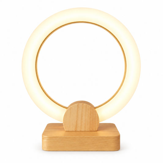 AuraHalo wooden LED table lamp