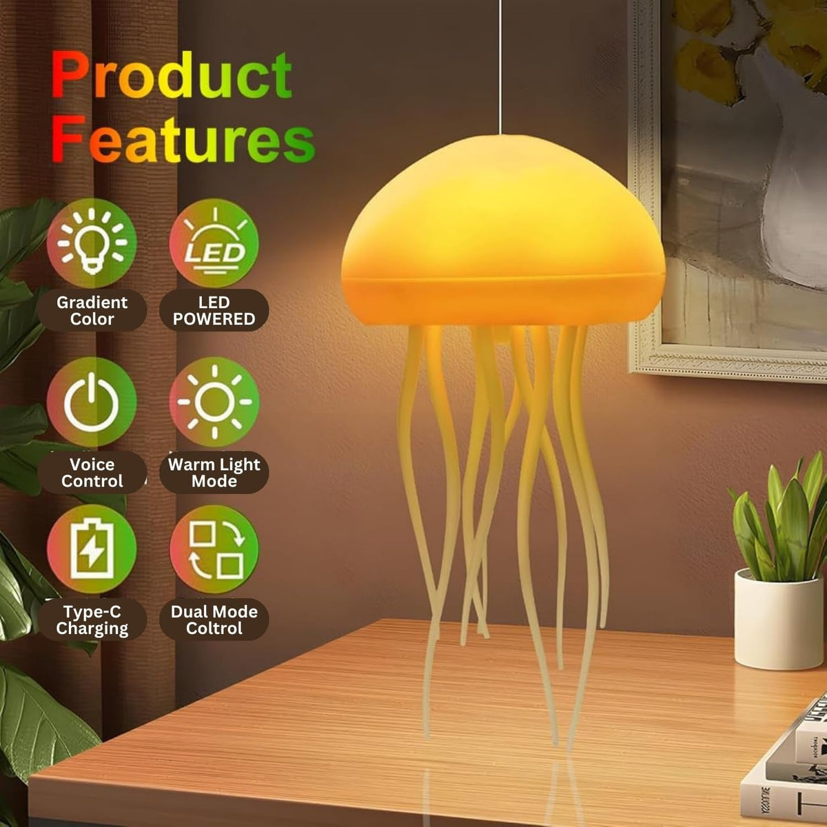 Aurora Jellyfish LED mood lamp, color-changing night light – view 5