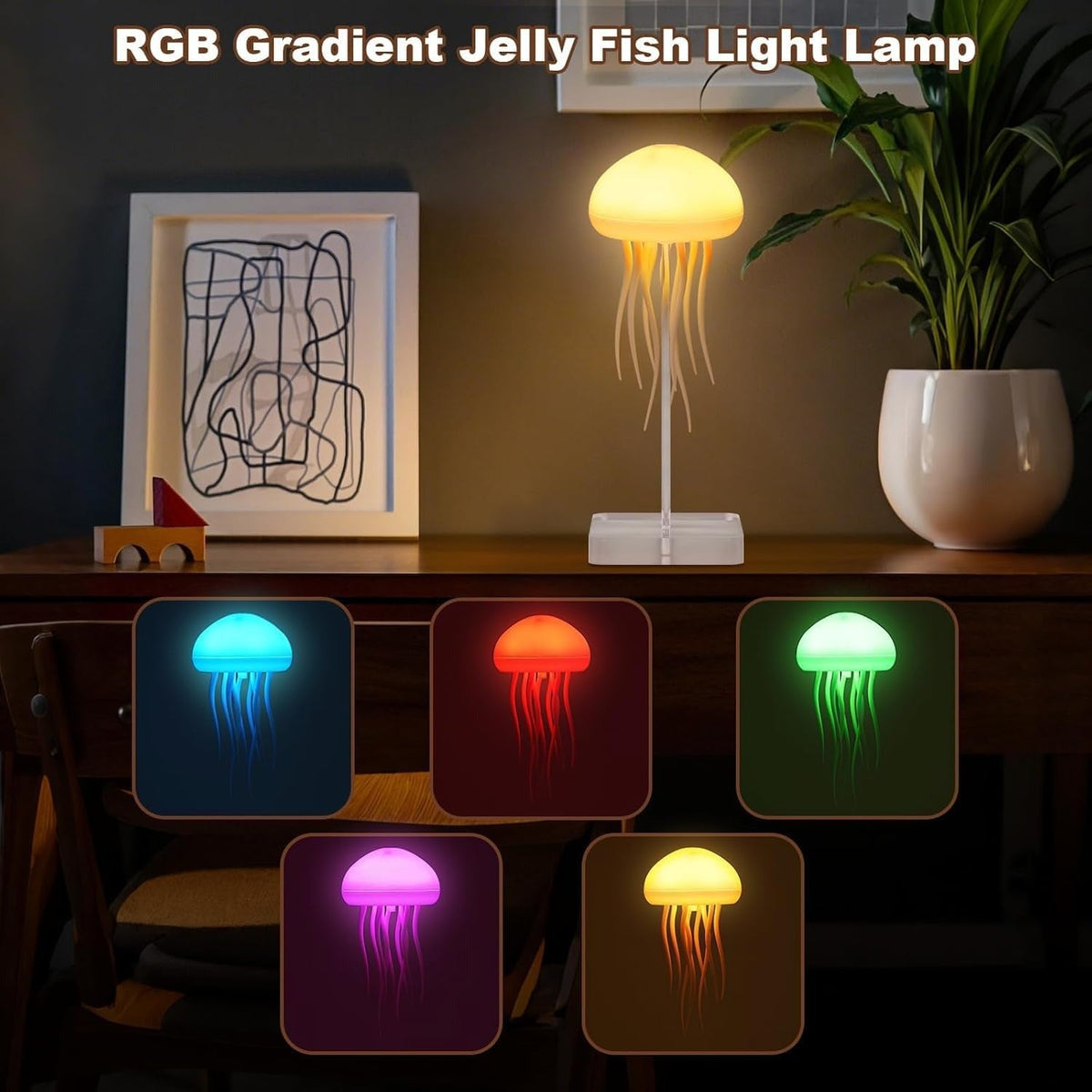 Aurora Jellyfish LED mood lamp, color-changing night light – view 6