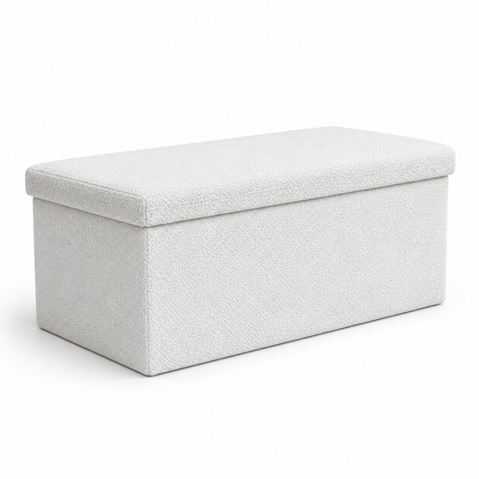 Elara Foldable Storage Ottoman in white