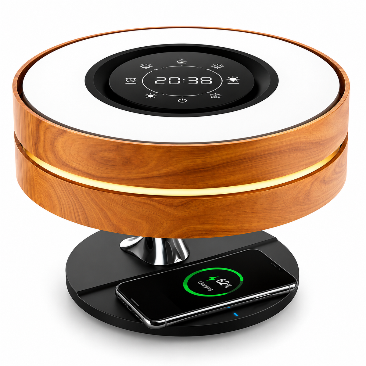 HaloSync 3-in-1 smart table lamp with wireless charger and Bluetooth speaker