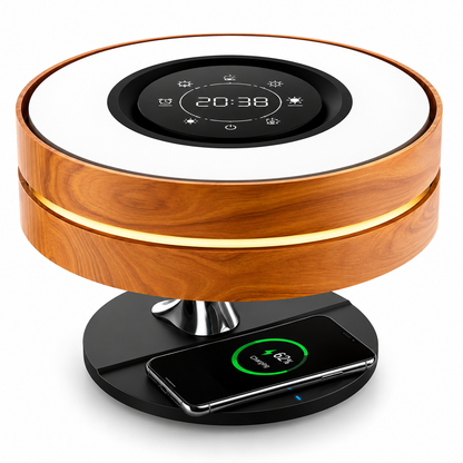 HaloSync 3-in-1 smart table lamp with wireless charger and Bluetooth speaker