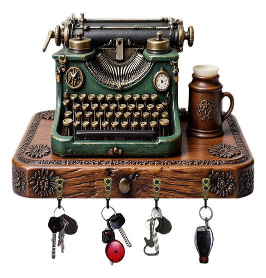 Vintage typewriter wall key holder, decorative entryway organizer